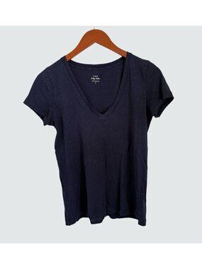 J.Crew Navy Blue Vintage Cotton V-Neck T-Shirt Short Sleeve Womens Small